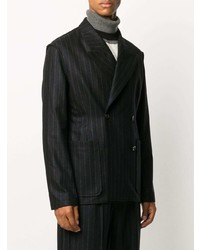 Мужской черный двубортный пиджак в вертикальную полоску от Maison Margiela