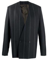Мужской черный двубортный пиджак в вертикальную полоску от Ermenegildo Zegna