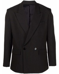 Мужской черный двубортный пиджак в вертикальную полоску от Ernest W. Baker