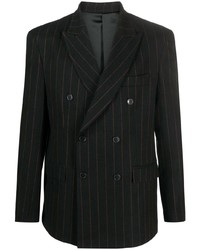 Мужской черный двубортный пиджак в вертикальную полоску от Family First