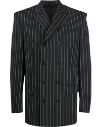 Мужской черный двубортный пиджак в вертикальную полоску от Filippa K