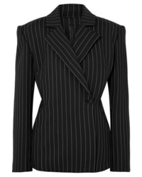 Женский черный двубортный пиджак в вертикальную полоску от Gareth Pugh