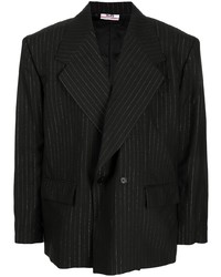 Мужской черный двубортный пиджак в вертикальную полоску от Gcds
