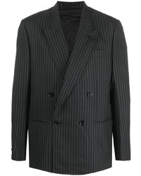 Мужской черный двубортный пиджак в вертикальную полоску от Lardini