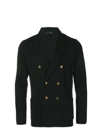 Мужской черный двубортный пиджак в вертикальную полоску от Lardini