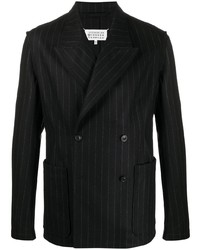 Мужской черный двубортный пиджак в вертикальную полоску от Maison Margiela