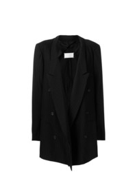Женский черный двубортный пиджак в вертикальную полоску от Maison Martin Margiela Vintage