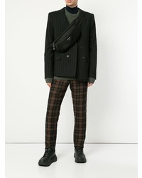 Мужской черный двубортный пиджак в вертикальную полоску от Strateas Carlucci
