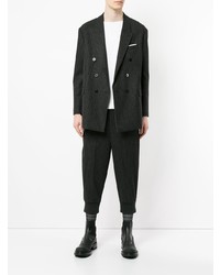 Мужской черный двубортный пиджак в вертикальную полоску от Neil Barrett