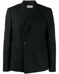 Мужской черный двубортный пиджак в вертикальную полоску от Saint Laurent