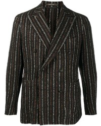 Мужской черный двубортный пиджак в вертикальную полоску от Tagliatore