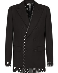 Мужской черный двубортный пиджак в горошек от Dolce & Gabbana