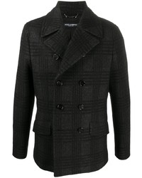 Мужской черный двубортный пиджак в шотландскую клетку от Dolce & Gabbana