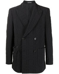 Мужской черный двубортный пиджак в шотландскую клетку от Emporio Armani