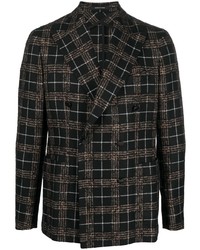 Мужской черный двубортный пиджак в шотландскую клетку от Tagliatore