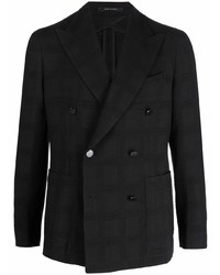 Мужской черный двубортный пиджак в шотландскую клетку от Tagliatore