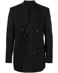 Черный двубортный пиджак из мохера