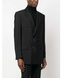 Мужской черный двубортный пиджак из мохера от Tom Ford