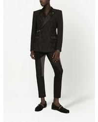Мужской черный двубортный пиджак из парчи от Dolce & Gabbana
