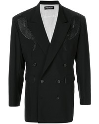 Мужской черный двубортный пиджак с вышивкой от Christian Dada