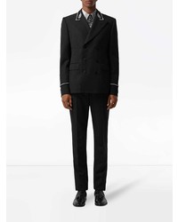 Мужской черный двубортный пиджак с вышивкой от Burberry