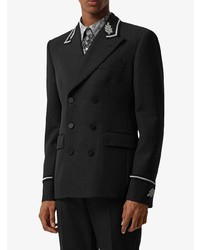 Мужской черный двубортный пиджак с вышивкой от Burberry