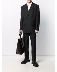 Мужской черный двубортный пиджак с вышивкой от Valentino