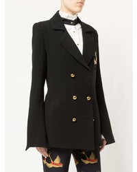 Женский черный двубортный пиджак с вышивкой от Macgraw