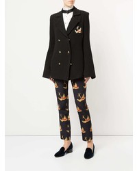 Женский черный двубортный пиджак с вышивкой от Macgraw