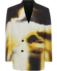 Мужской черный двубортный пиджак с принтом от Alexander McQueen