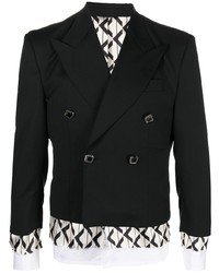 Мужской черный двубортный пиджак с принтом от CANAKU