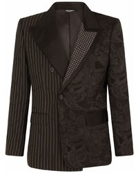 Мужской черный двубортный пиджак с принтом от Dolce & Gabbana