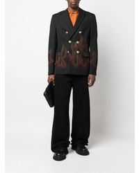 Мужской черный двубортный пиджак с принтом от Palm Angels