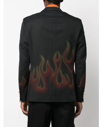 Мужской черный двубортный пиджак с принтом от Palm Angels