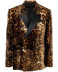 Мужской черный двубортный пиджак с принтом от Roberto Cavalli