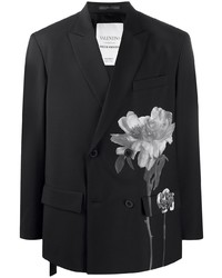 Мужской черный двубортный пиджак с принтом от Valentino