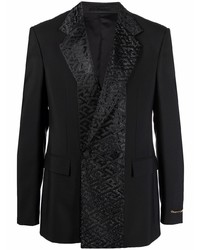 Мужской черный двубортный пиджак с принтом от Versace