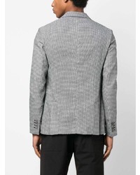 Мужской черный двубортный пиджак с узором "гусиные лапки" от Emporio Armani