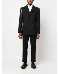Мужской черный двубортный пиджак с цветочным принтом от Valentino