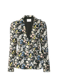 Женский черный двубортный пиджак с цветочным принтом от Giuseppe Di Morabito