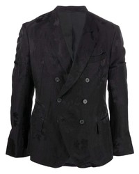 Мужской черный двубортный пиджак с цветочным принтом от Haider Ackermann