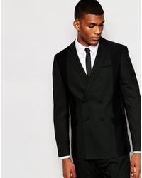 Мужской черный двубортный пиджак от Asos