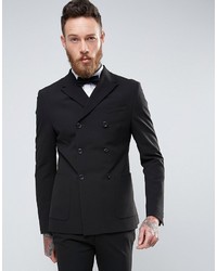 Мужской черный двубортный пиджак от Asos