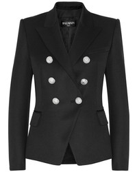 Женский черный двубортный пиджак от Balmain