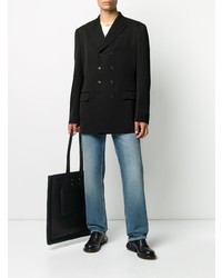 Мужской черный двубортный пиджак от Comme Des Garcons Homme Plus
