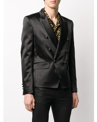 Мужской черный двубортный пиджак от Balmain