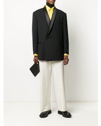 Мужской черный двубортный пиджак от Raf Simons