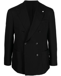 Мужской черный двубортный пиджак от Luigi Bianchi Mantova