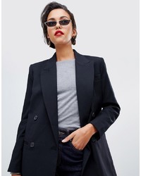 Женский черный двубортный пиджак от Mango