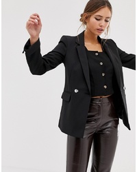 Женский черный двубортный пиджак от Miss Selfridge
